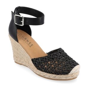 NEW Journee‎ Collection SIERRA WEDGE SANDALS IN FAUX LEATHER Black Size 9